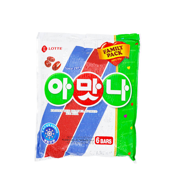 Lotte Frozen Red Bean Flavored Ice Bar Family Pack 2.37fl.oz x 6 Bars