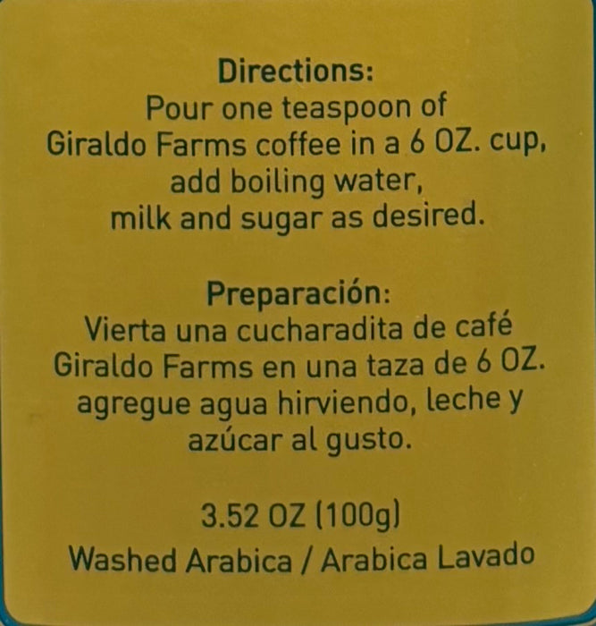 Giraldo Farms Instant Coffee Decaf 3.52Oz