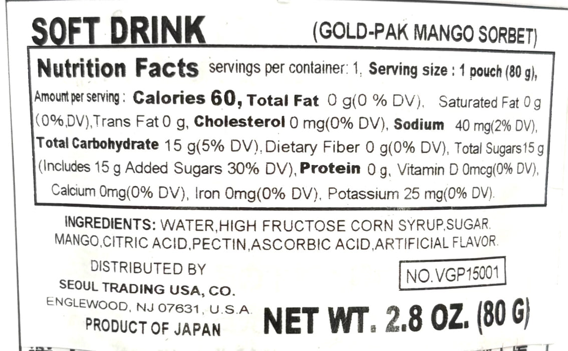 Goldpack Mango Sorbet 2.8Oz