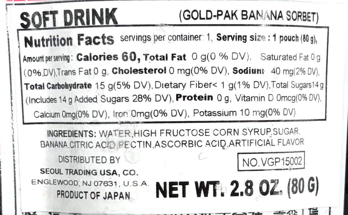 Goldpack Banana Sorbet 2.8Oz