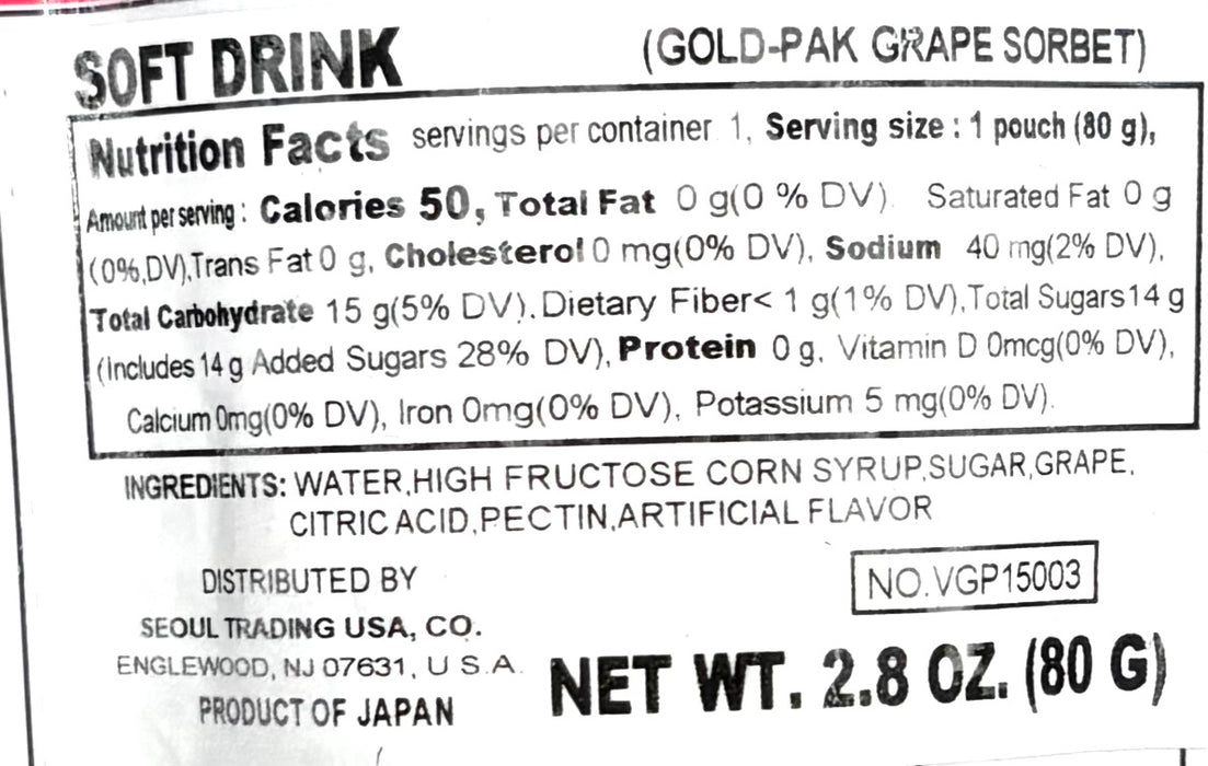 Goldpack Grape Sorbet  2.8Oz