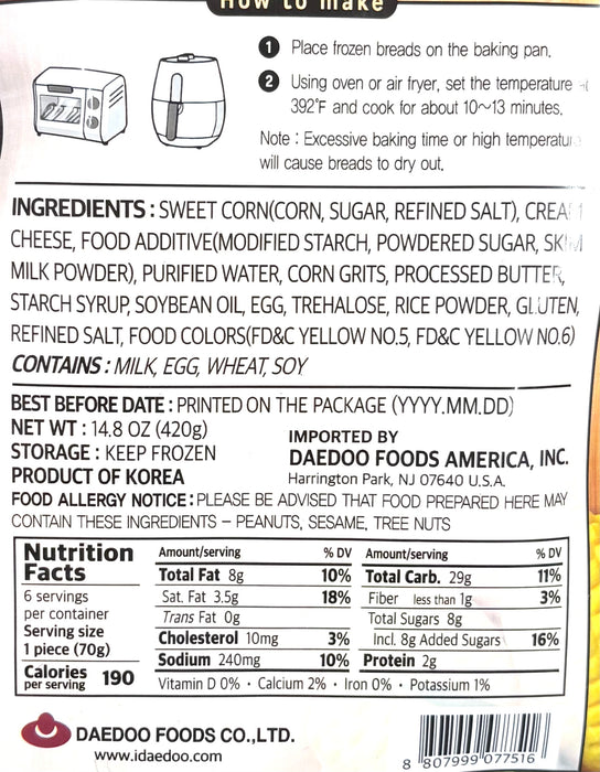 Daedoo Premium Corn Bread 14.8Oz