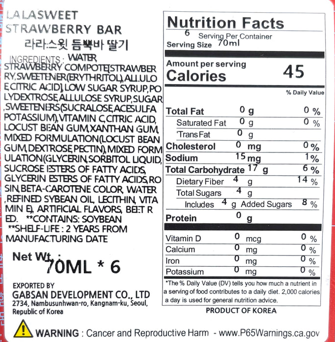 Lalasweet Strawberry Ice Bars 6Pack
