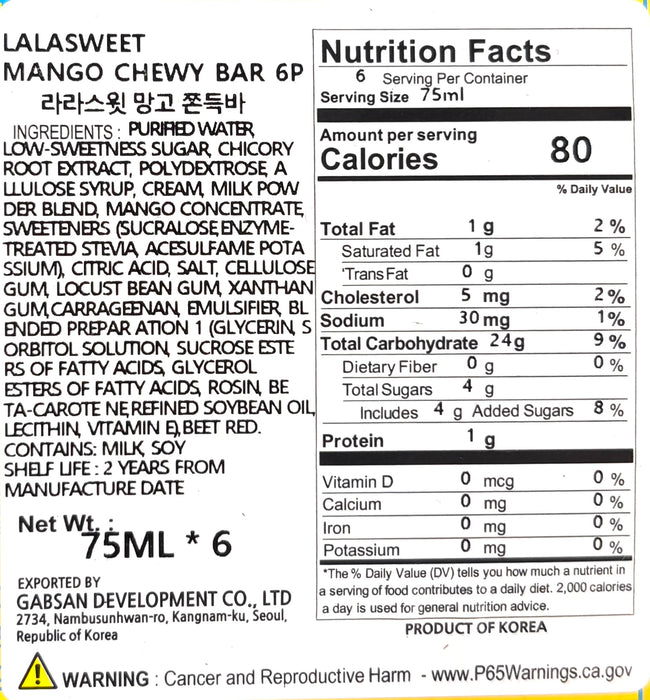 Real Mango Chewy Ice Bars 6Pack