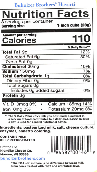 Havarti Chunks Buholzer Brothers 8Oz
