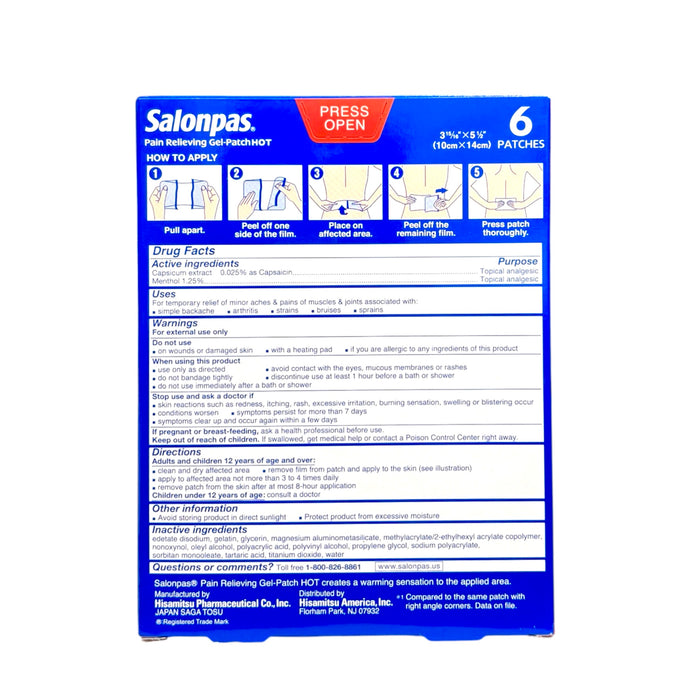 Salonpas Pain Relieving 6 Patches