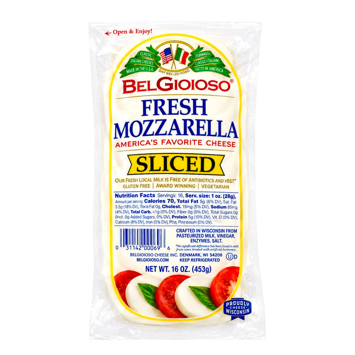 Belgioioso Sliced Fresh Mozzarella 16Oz