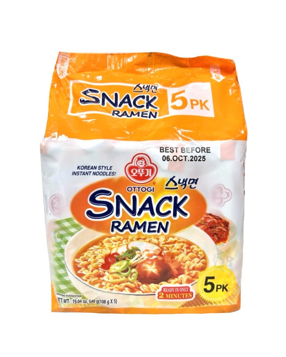Ottogi Snack Ramen Family Pack, 108g x 5 Pks, 540g