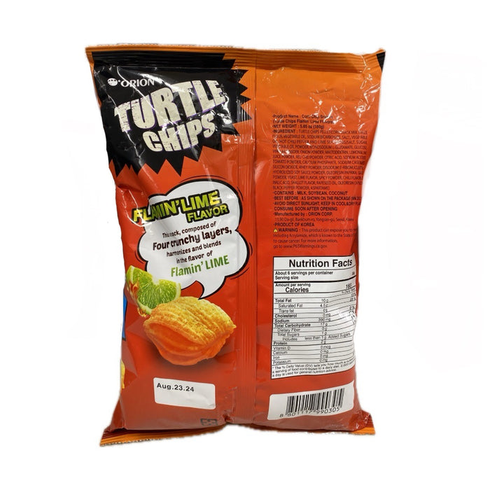 Orion Turtle Chips Flamin Lime 5.64Oz