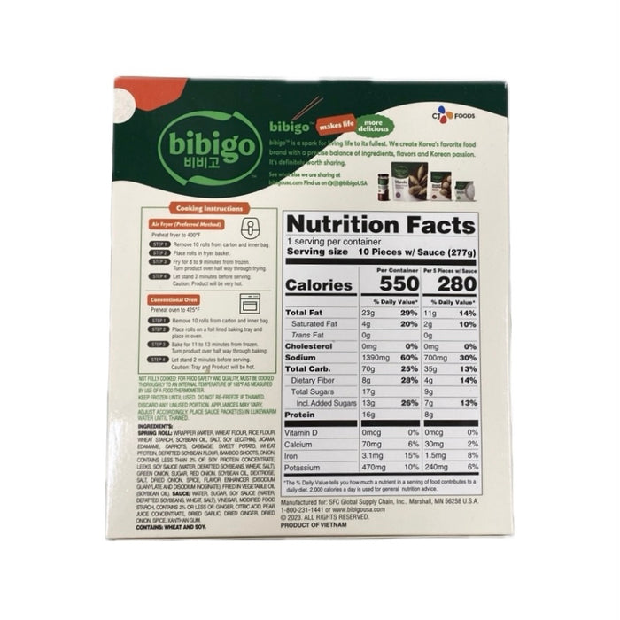 Bibigo  Spring Rolls Vegetable 9.8Oz