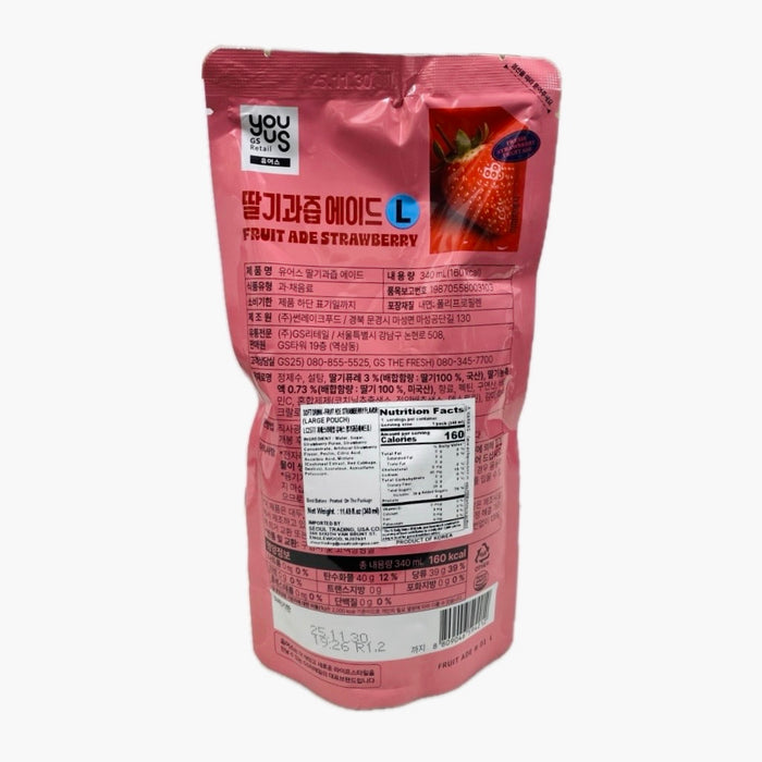 Youus Fruit Ade Strawberry Large P 340Ml