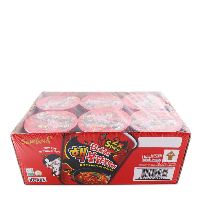 Samyang 2X Spicy Buldak Hot Chicken Flavored Ramen (Small Cup) 70g x 6 Cups, 420g