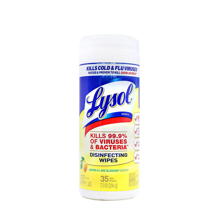 Lysol Disinfecting Wipes Lemon & Lime Blossom Scent 35 Wipes, 7.3oz