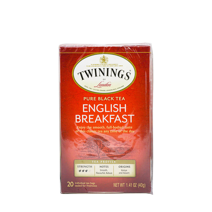 Twinings of London Pure Black Tea English Breakfast 20 Tea Bags, 1.41oz