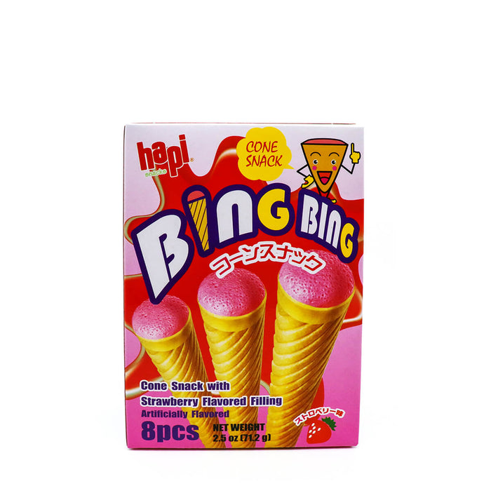 Hapi Bing Bing Cone Snack with Strawberry Filling 8Pcs 2.5oz