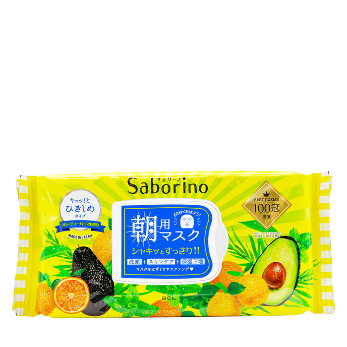 BCL Saborino 3in1 Morning Facial Mask Fruity Herb Scent 32 sheets