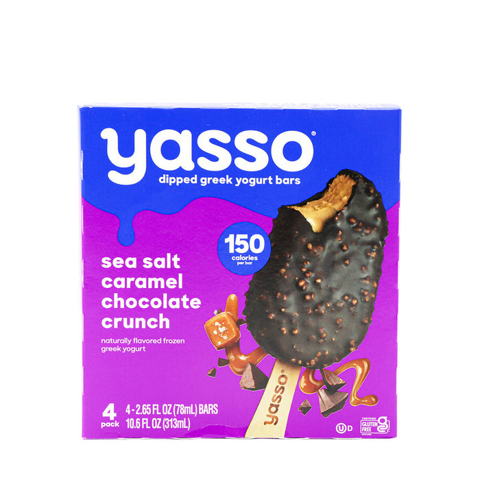 Yasso Dipped Greek Yogurt Bars Sea Salt Caramel Chocolate Crunch Flavor 4 Bars, 10.6fl.oz