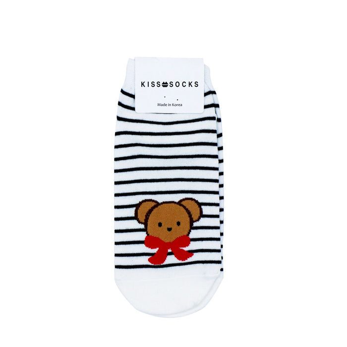Kiss Socks Stripe Socks Ribbon Bear, 1 Pair