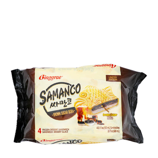 Binggrae Samanco Frozen Dessert Sandwich Brown Sugar Boba 4 Packs x 150ml, 600ml - H Mart Manhattan Delivery
