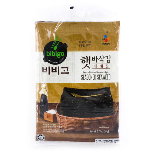 CJ Bibigo Savory Roasted Korean Seasoned Seaweed 20g x 4 packs, 80g - H Mart Manhattan Delivery