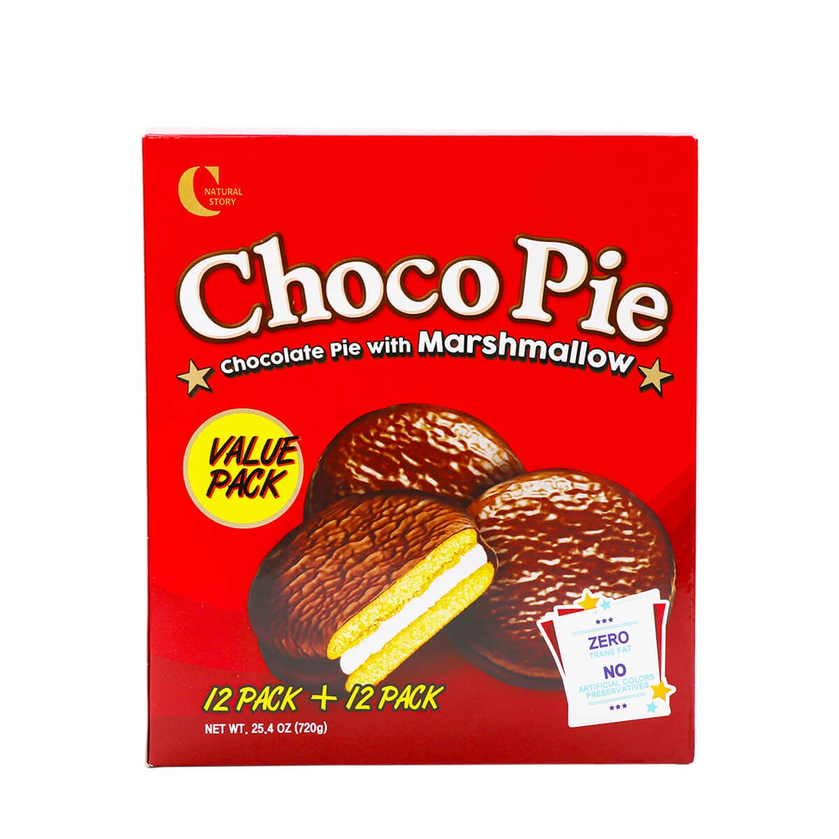 Crown Natural Story Choco Pie Value Pack 12 Pack + 12 Pack, 25.4oz