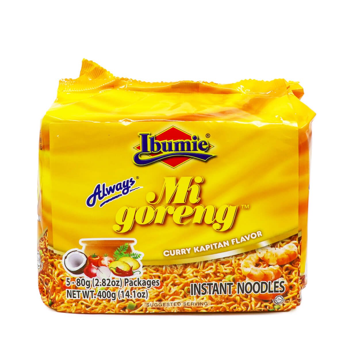 Ibumie Mi Goreng Curry Kapitan Flavor Instant Noodles 80g x 5Pks, 400g