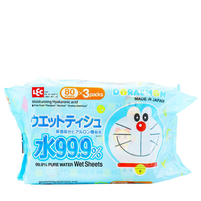LEC Doraemon 99.9% Pure Water Wet Sheets 80 Sheets x 3 Packs - H Mart Manhattan Delivery