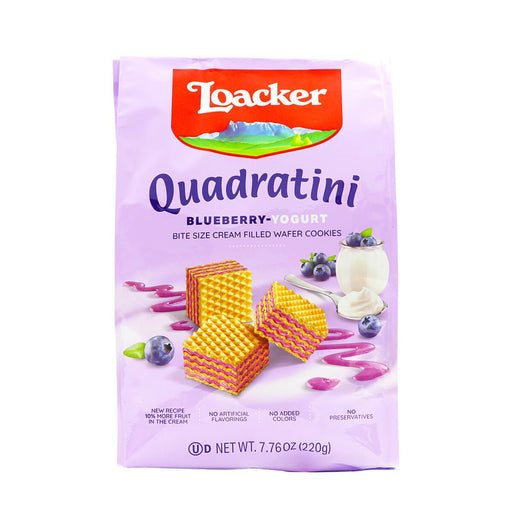 Loacker Quadratini Blueberry-Yogurt Chocalate Creme-Filled Wafer Cookies 7.76oz - H Mart Manhattan Delivery