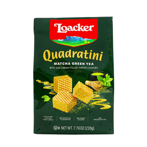Loacker Quadratini Matcha Green Tea Chocalate Creme-Filled Wafer Cookies 7.76oz - H Mart Manhattan Delivery
