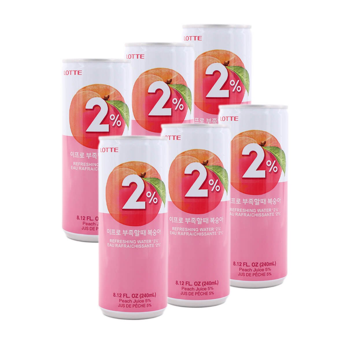 Lotte 2% Peach 240ml x 6Pk - H Mart Manhattan Delivery