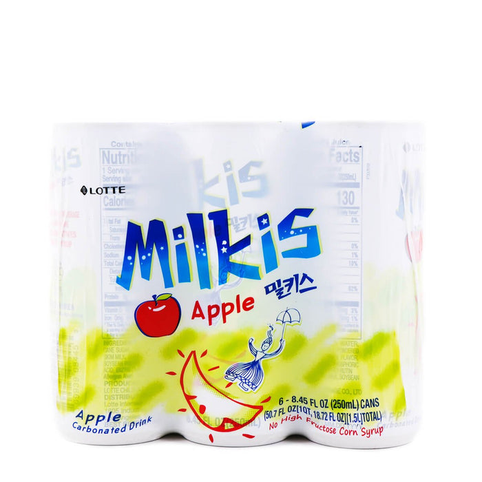Lotte Milkis Carbonated Drink Apple Flavor 250ml x 6 Cans - H Mart Manhattan Delivery