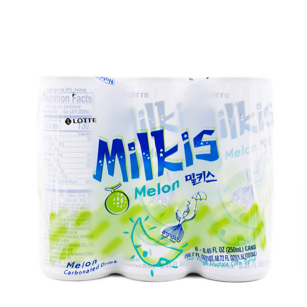 Lotte Milkis Carbonated Drink Melon Flavor 250ml x 6 Cans - H Mart ...