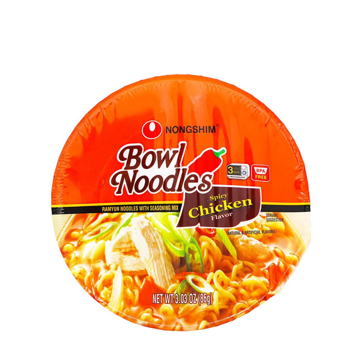 Nongshim Savory Chicken Bowl Noodle Soup, 3.03 oz, (Pack of 12)