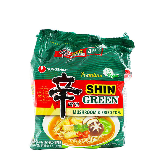 Nongshim Premium Shin Green Mushroom and Fried Tofu Ramen Multi 4.4oz x 4 Packs, 17.6oz - H Mart Manhattan Delivery