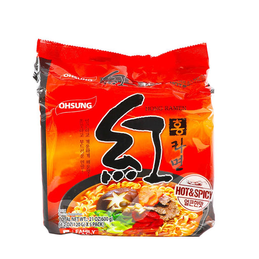 Ohsung Hong Ramen Hot & Spicy 5 Packs x 120g, 600g - H Mart Manhattan Delivery