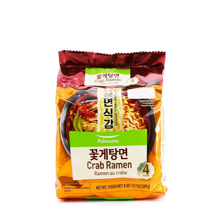 Pulmuone Crab Ramen Family Pack, 97.3g x 4Pks, 389g - H Mart Manhattan Delivery