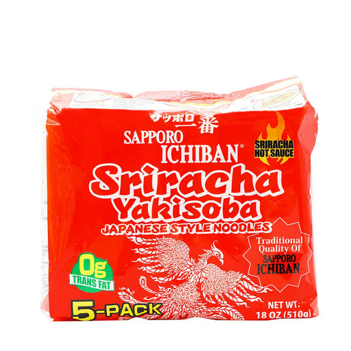 Sapporo Ichiban Sriracha Yakisoba 5 Packs, 18oz - H Mart Manhattan Delivery